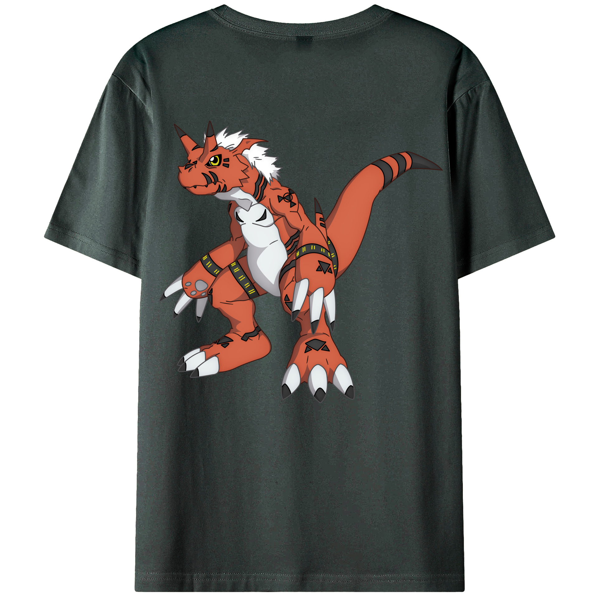 （画像用） Digimon デジタルモンスター/デジモン 綿100％ メンズ半袖Tシャツ（バックプリント） 通気性